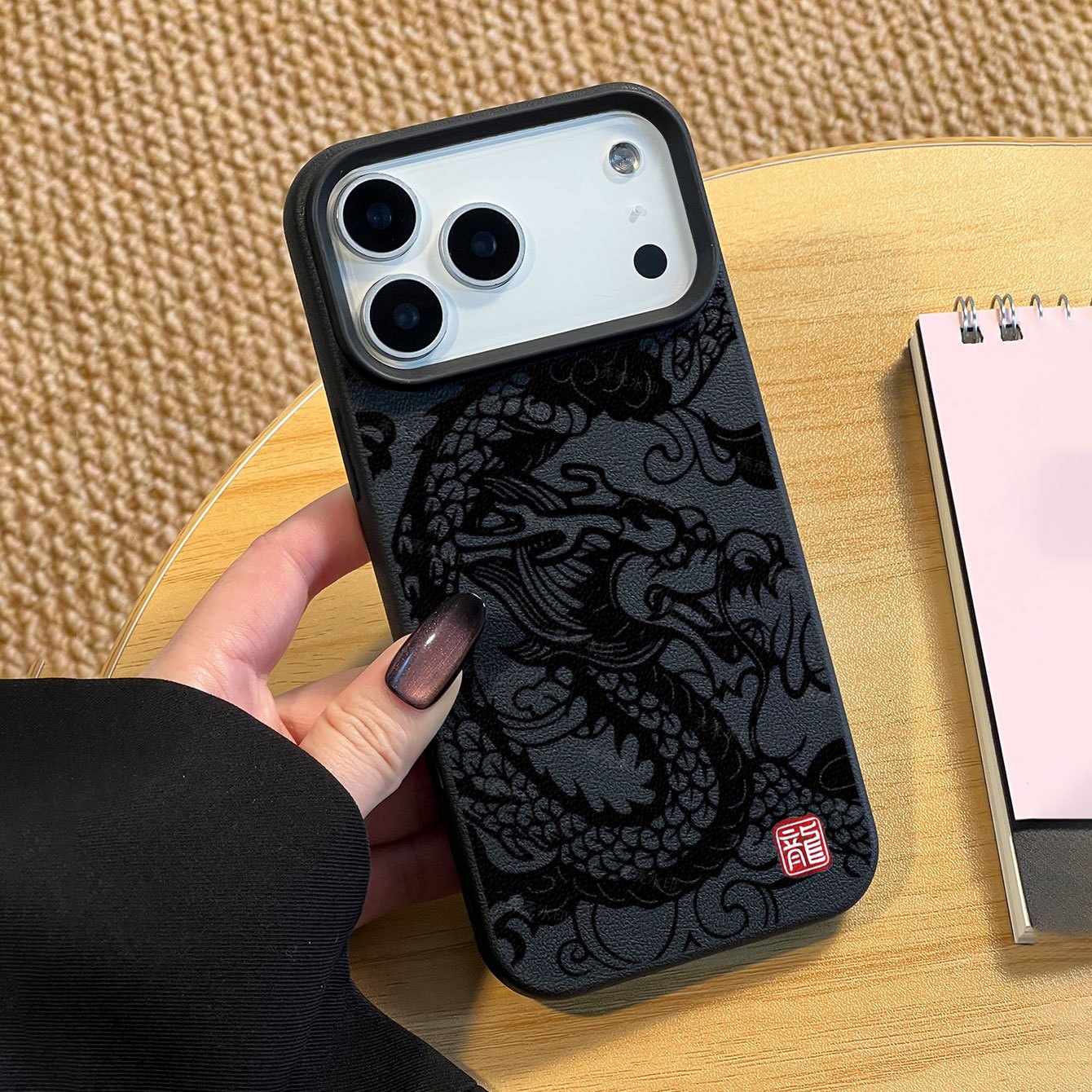 TEMU Phone Case: 1 Black And White Line Art Dragon Pattern Tpu Material Phone Case For Iphone 17/17pro/17promax/17air/iphone