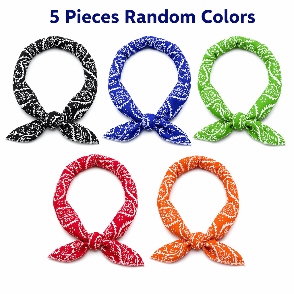 TEMU 5pcs Cooling Neck Wrap Bandana & Ice Scarf Suitable For - Instant Headband With Paisley Pattern, Random Colors, For &, For, Gym, Outdoor, For