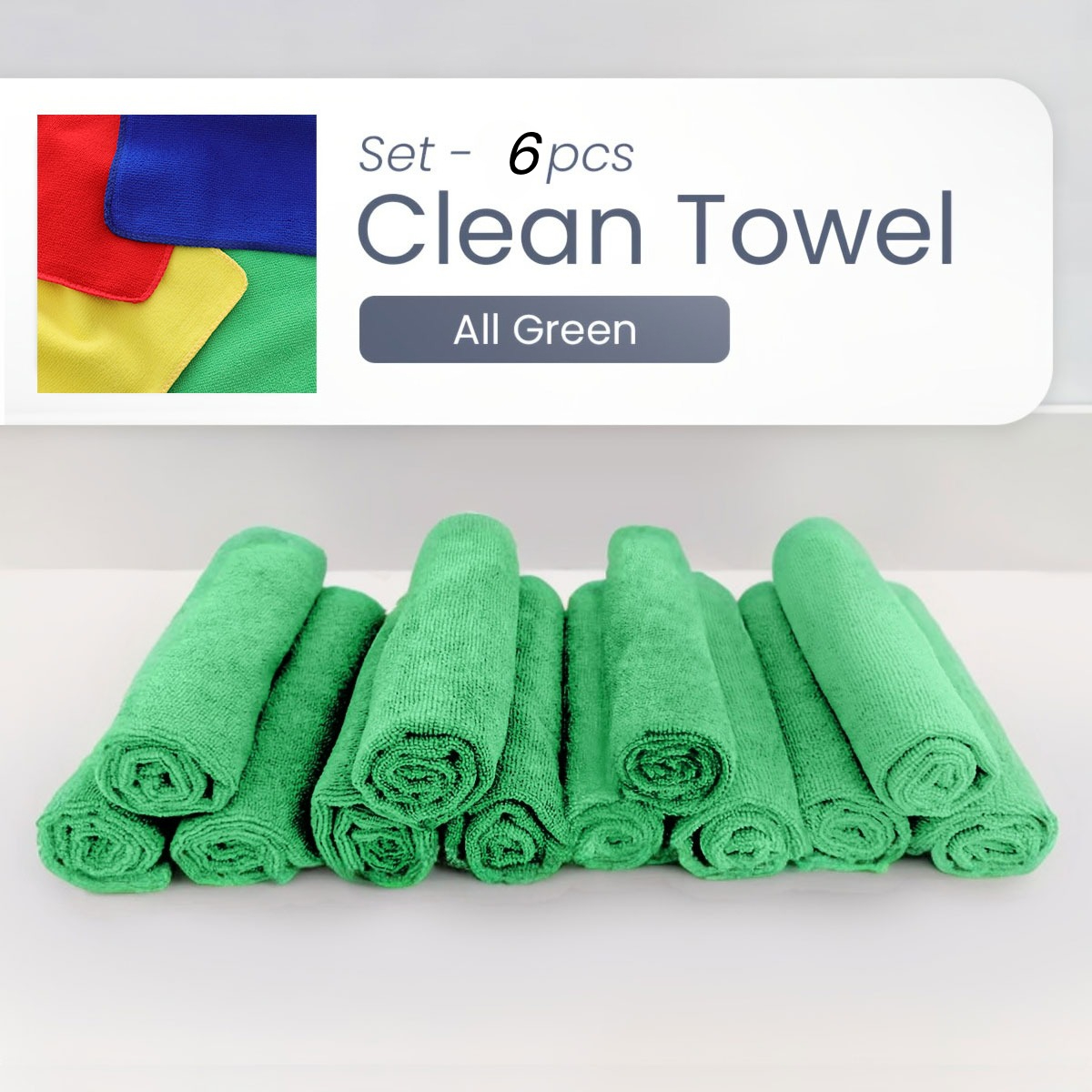 TEMU 6pcs Of Microfiber Cleaning Cloths - Absorbent Towels Suitable For Kitchen, Bathroom, Car, And Home Use - Versatile Cleaning Rags, Thickened