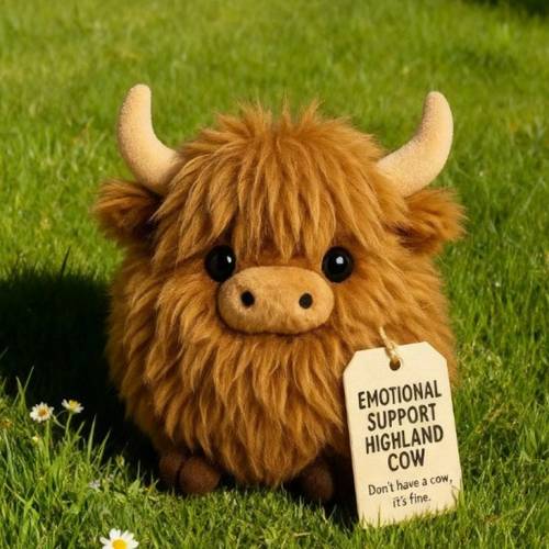 adorable plush toy resembling a scottish highland cow dogs to cuddle and play with designed to chewing