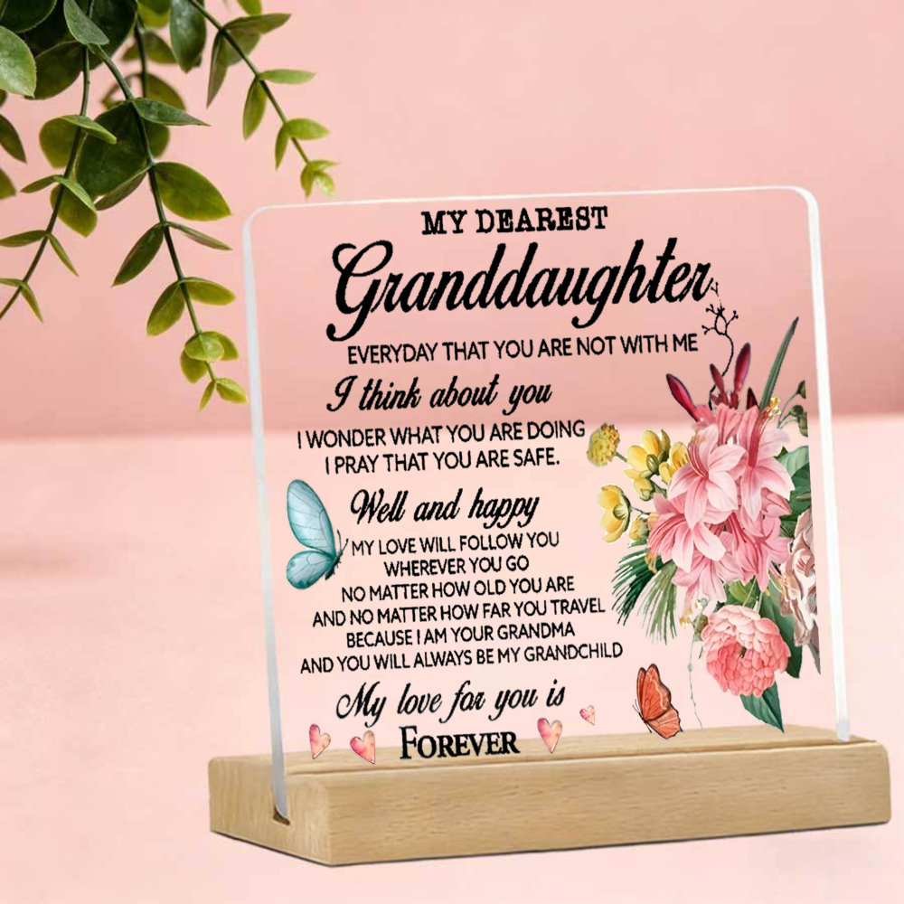 TEMU To My Dearest Granddaughter" Deep Love Tabletop Ornament, Family Theme Desktop Decoration, Fresh 2d Flat Design, Plug-and-play Ready, Full Of