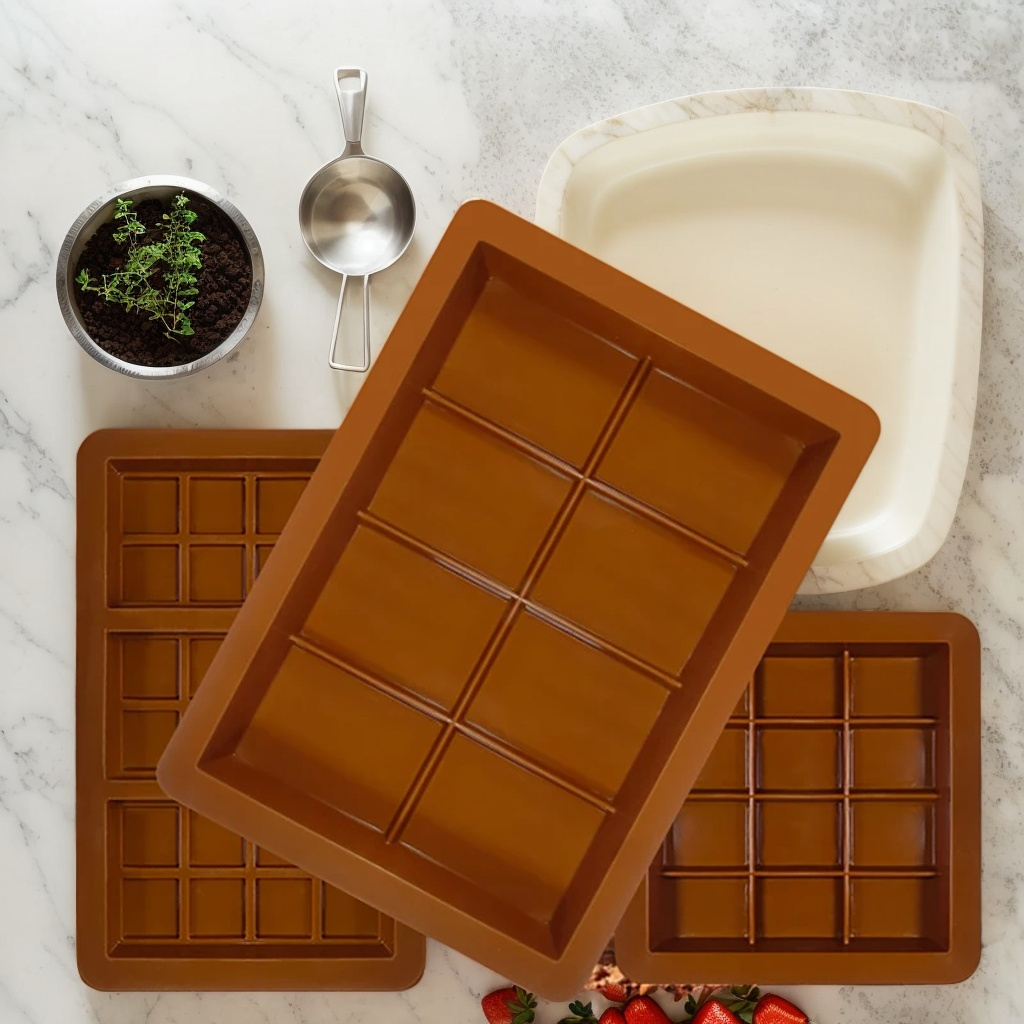 

Moule à Chocolat en Silicone à 24 Cavités - Moules de Cuisson Épais et Rectangulaires pour Barres de et Remplies, de Cuisine PVC