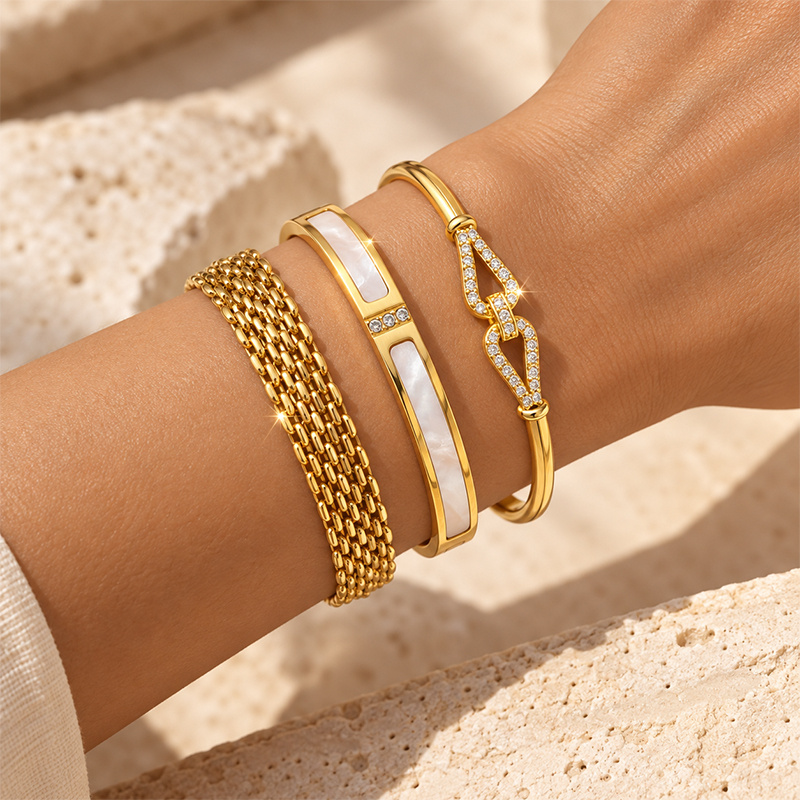 Textured Wrist Stack Bracelet Set, Mixed Textures