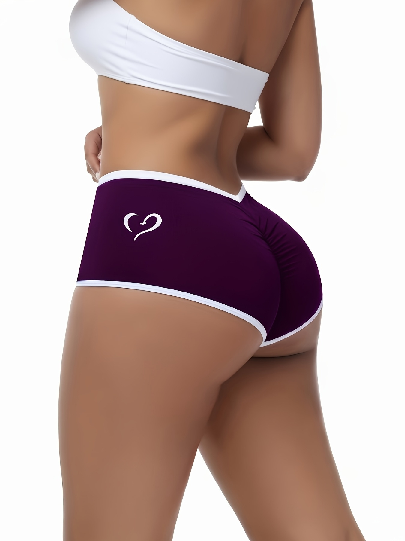5pcs Women'S Seamless Hip-Lift Boyshorts | Colorful Letter Print High Waist Und…