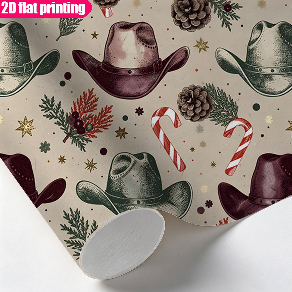 TEMU Rouleau de DIENALLS style western - Branches de pin, pommes de pin et , convient pour anniversaires, mariages, Noël, scrapbooking - Papier lisse