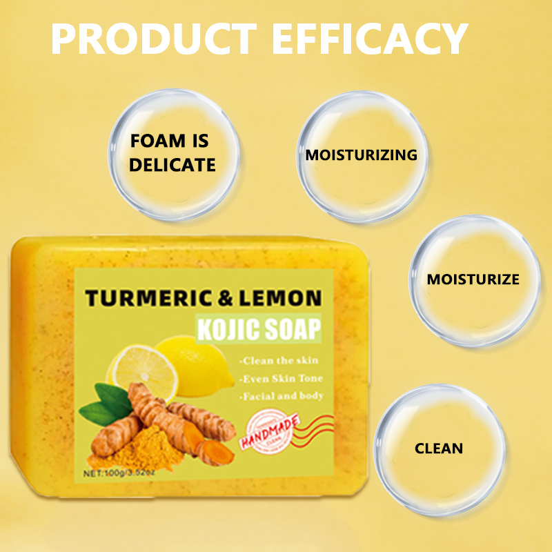 5pcs Lemon Turmeric Curcumin Acid Soap | 2-in-1 for Face and Hand, Suitable for All Skin Types, Unisex, Ideal Christmas Gift