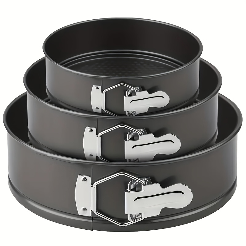 Image of 3pcs Springform Cake Pan Set, Carbon Steel Baking Molds, 7/ 7.9/ 8.7 Inch - Removable Bottom For Cheesecake Mousse, Oven Dishwasher Safe Round Pans, Oven Accessories, Baking Tools