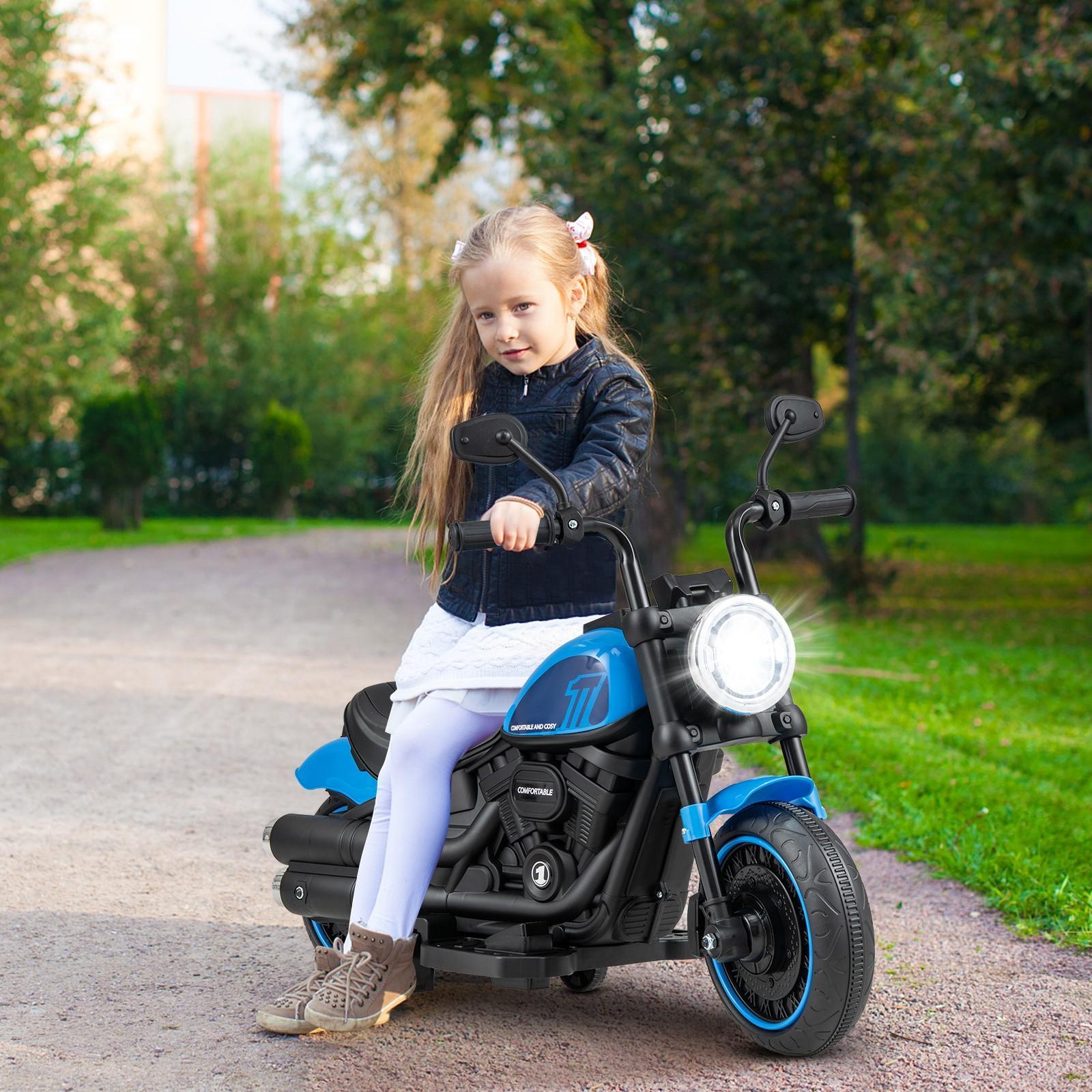 TEMU Costway 6v Kids Ride On Motorcycle With Training Wheels, Threaded Tires, High/low Speed, , For Kids, Navy