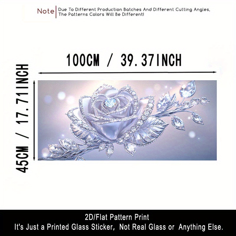 TEMU 2d Flat, 1pc Static Cling Glass Window Film Suitable For Privacy Protection & Light - Removable Blue Rose Stained Glass Pattern Window Sticker,