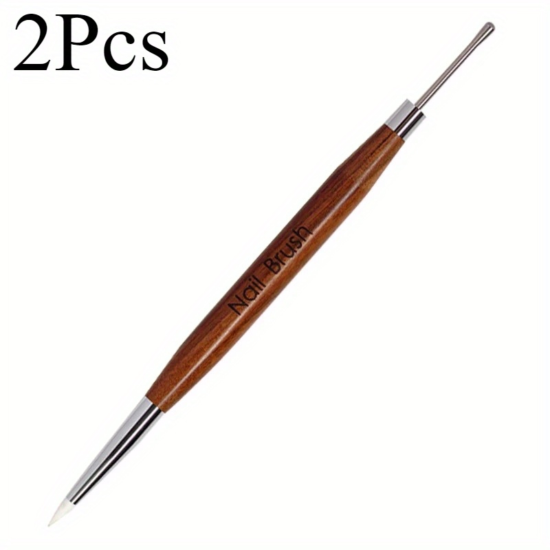 Image of 2pcs Double-head Nail Silicone Brushes Nail Art Dotting Pens, Set, Clay Sculpting Drawing Tools Gel Dotting Drawing Painting Pen