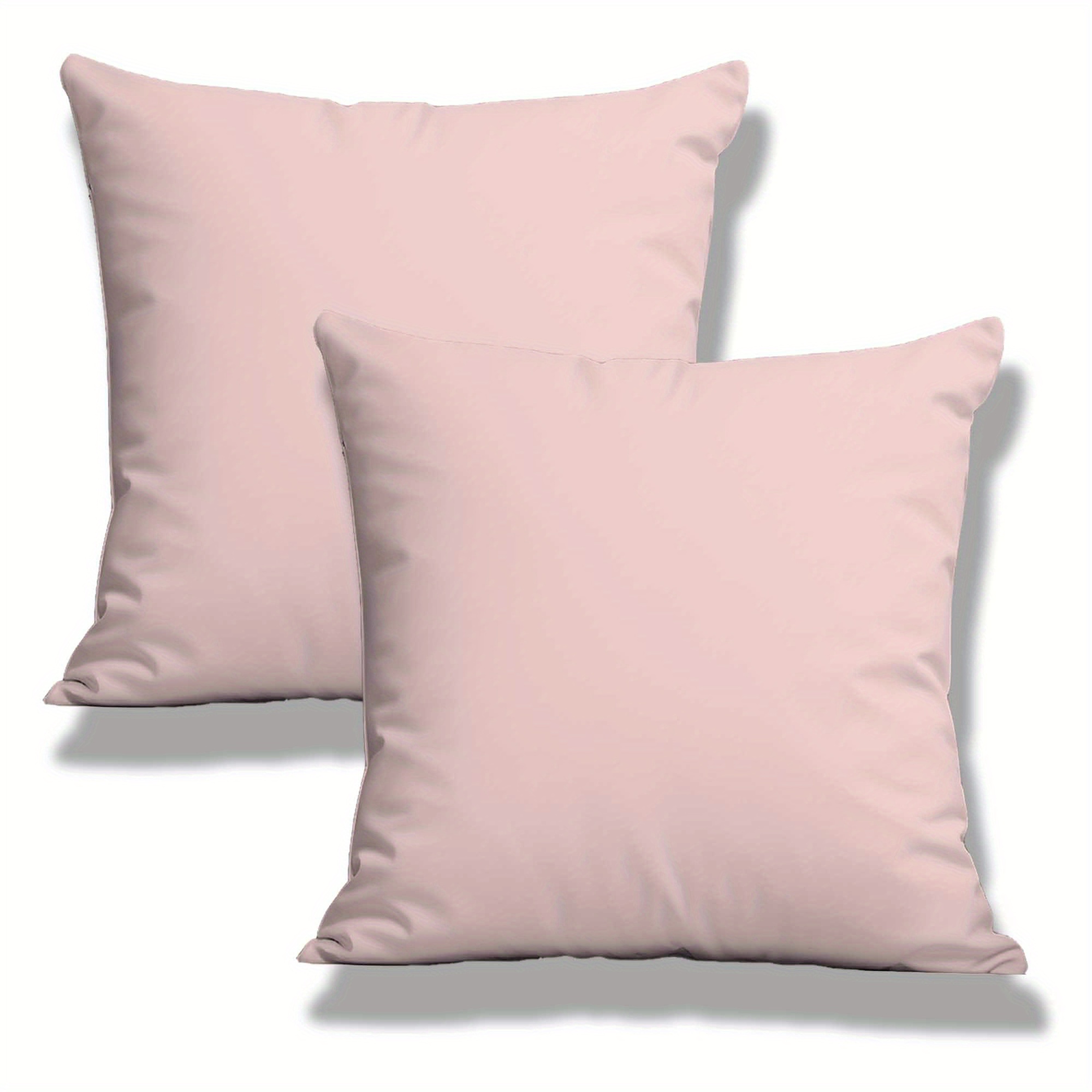 Image of Set Of 2 Soft Pink Pillows: Enhance Of Your Room! Cushion Cover For Living Room Sofas, Decorative Home Cushion Cover, Polyester Zippered Cushion Cover (filling Not Included)