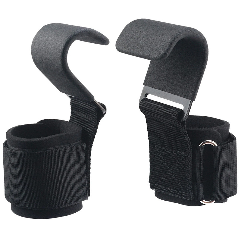 2pcs weight lifting hooks gym training wrist support straps bar lifting grips