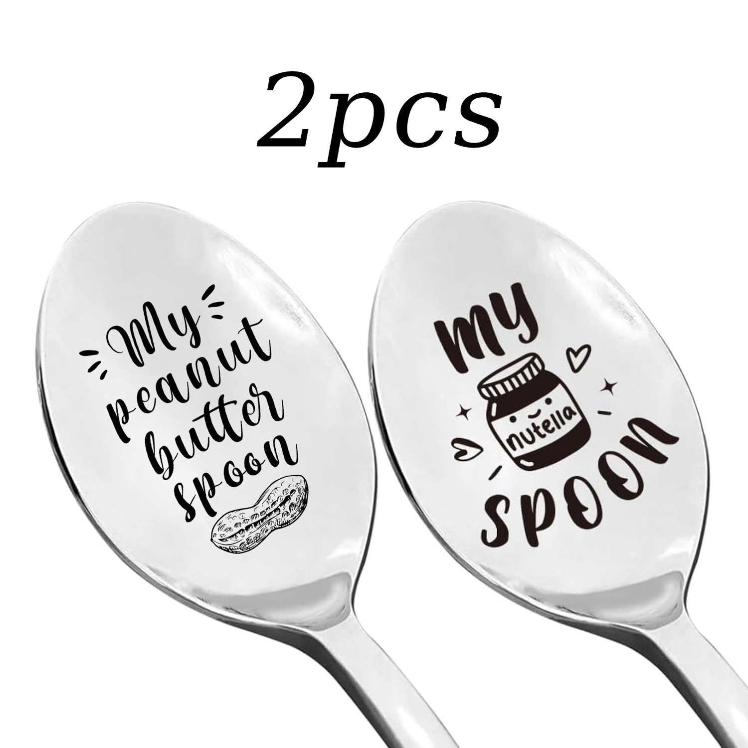 TEMU 2pcs My Nutella Spoon/stainless Steel Spoon/dessert Cake Nutella Spoon/gifts For Women, Men, Nutella Lovers/birthday Christmas Thanksgiving
