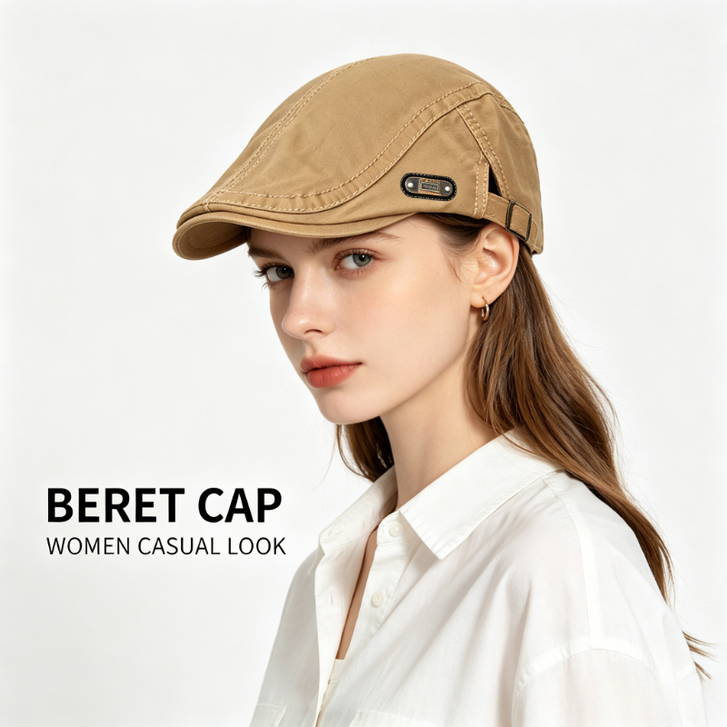Unisex Solid Color Retro British Style Painter Hat