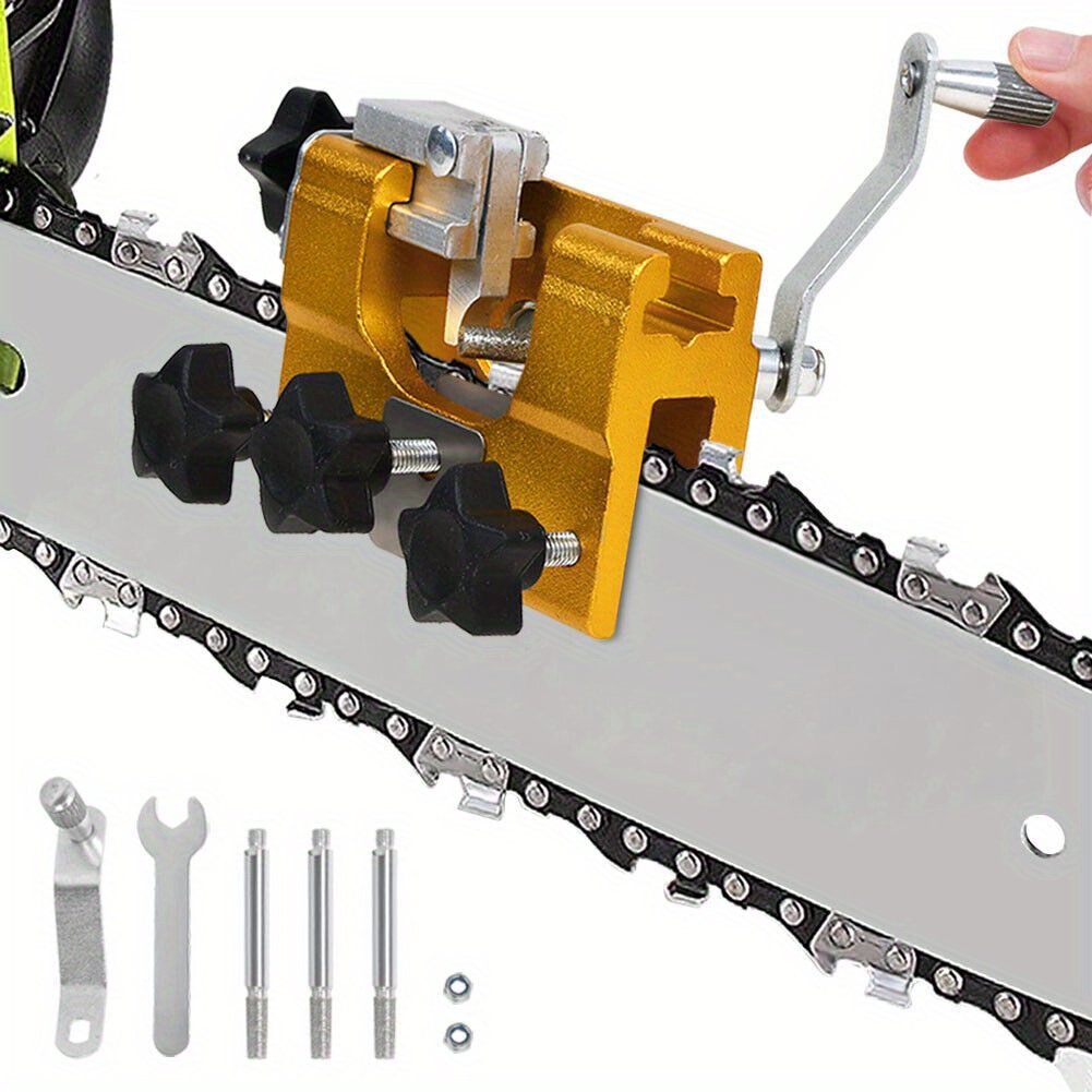 TEMU Heavy-duty Metal Portable Chainsaw Sharpener Kit - Adjustable Chain Jig Tool With Wrench & Spacer, Manual Sharpening System For Chainsaw Chains,