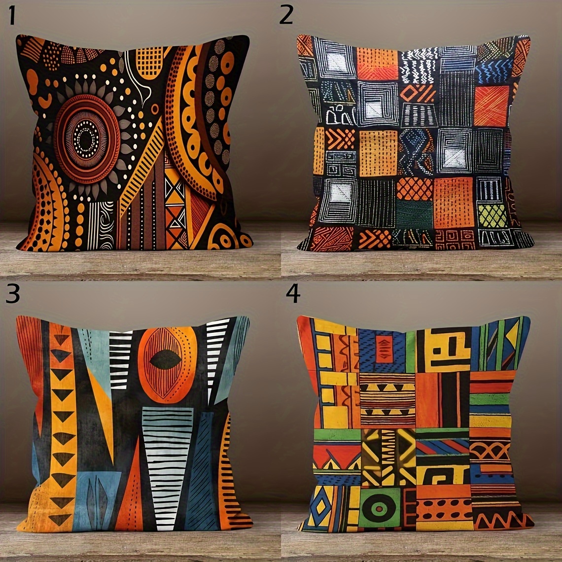 TEMU 4개, 열대 기하학적 패턴 베개 커버, 부드러운 짧은 플러시 베개 커버, 지퍼 클로저 - 소파 및 침실 장식에 완벽, 채우기 없음