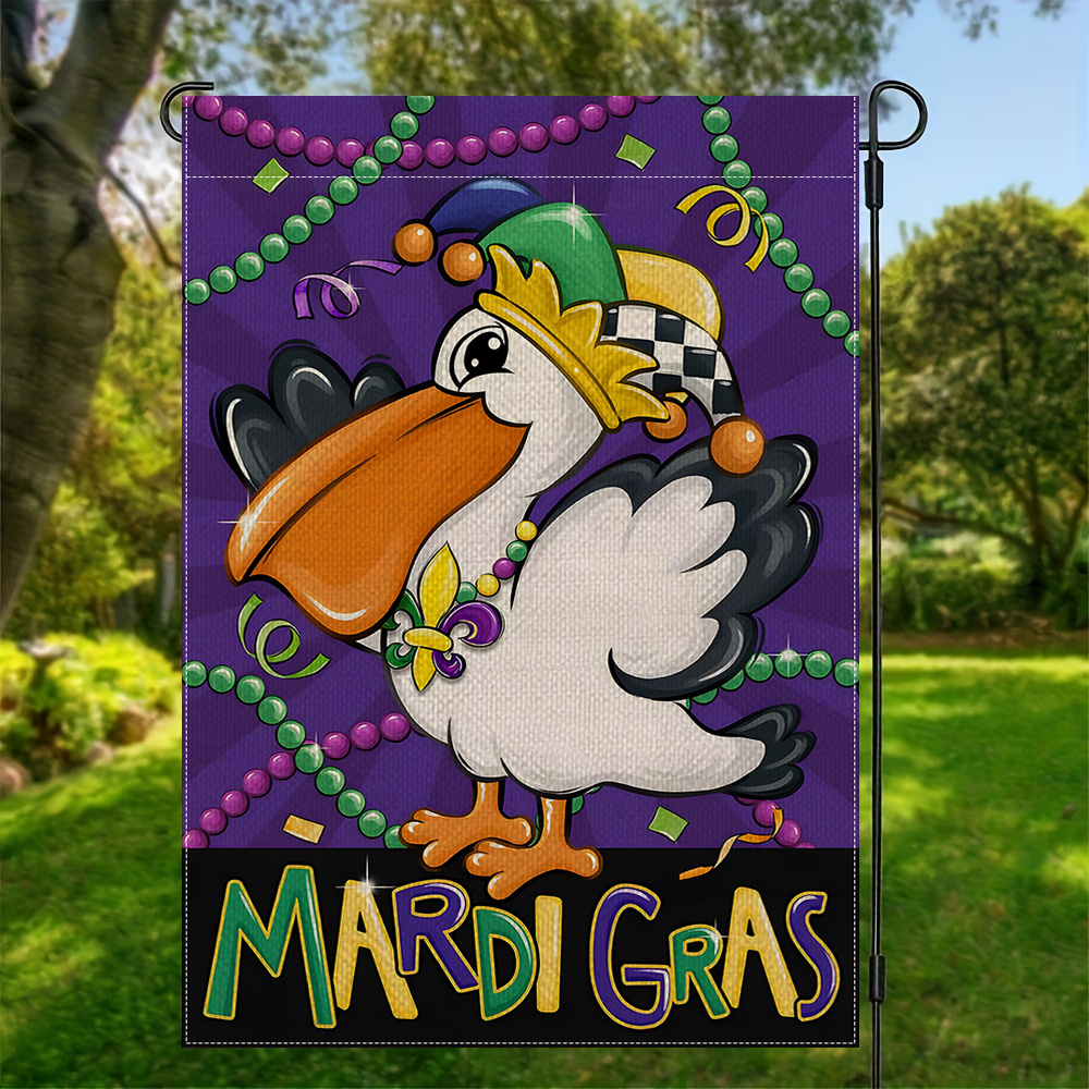 

1pc Mardi Gras Double-sided Polyester Garden Flag, 12x18in Yard Decor, Outdoor Home Decoration, No Flagpole Included