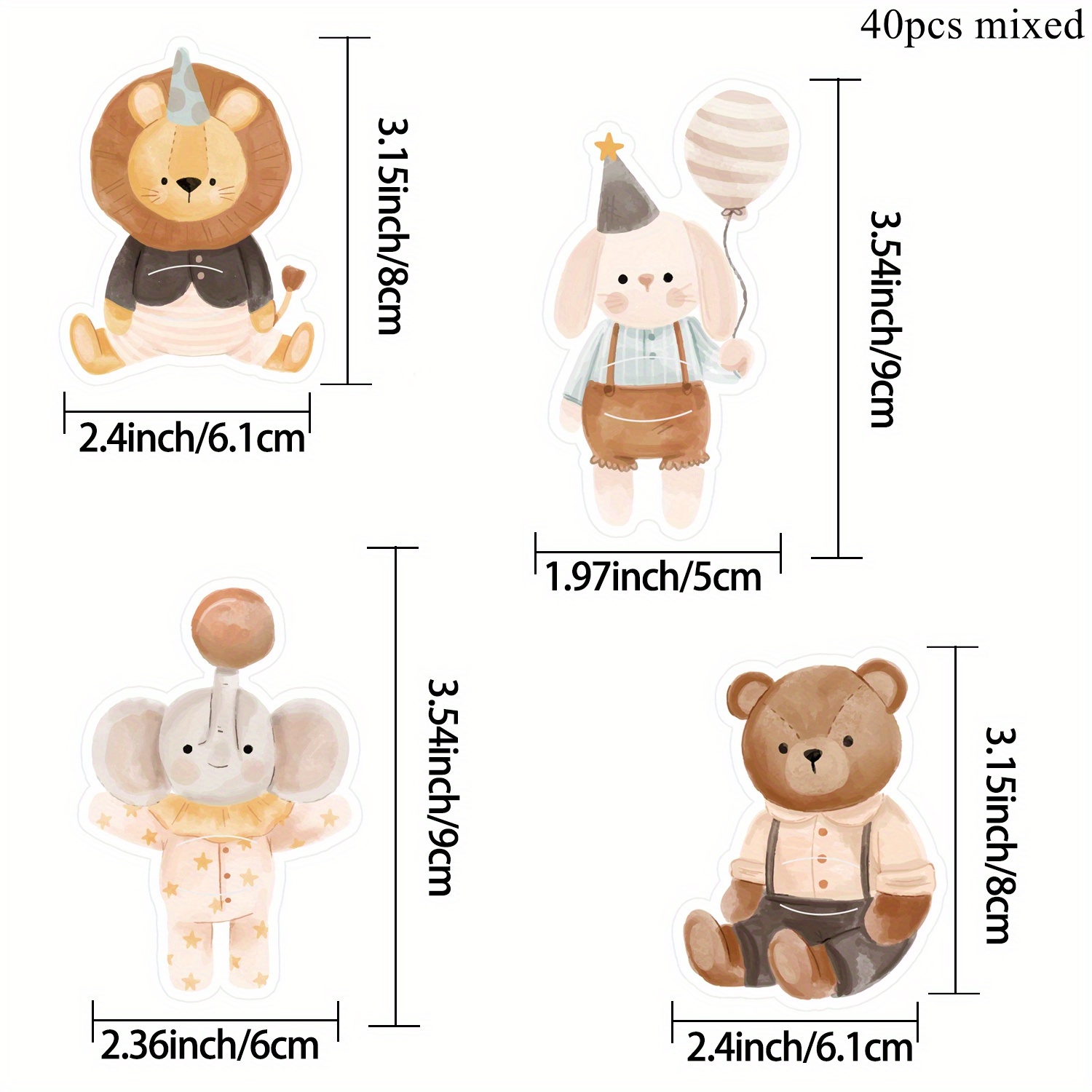 TEMU Gift For Her/him Set Of 40 Lollipop Cards Featuring Cartoon Animals , , And , Complete With Packaging. Birthday Celebrations, Party Decorations,