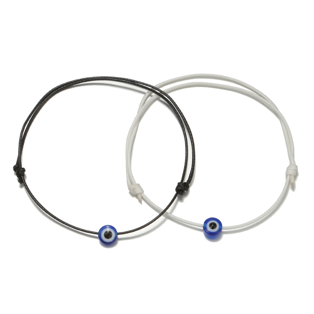 2pcs Retro Devil'S Eye Handwoven Rope Bracelet Set