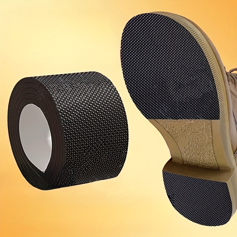 imagen del artículo 1 rollo de pegatinas gruesas antideslizantes y resistentes al   para suelas de zapatos - almohadillas de talón antifricción, aptas para tacones altos, zapatillas deportivas y sandalias - superficie texturizada negra silenciosa e inodora que mejora el  , accesorios para zapatos