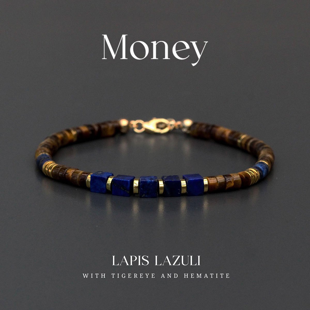 a mens beaded bracelet made of   tigers eye and hematite designed to draw in wealth   and     everyday use