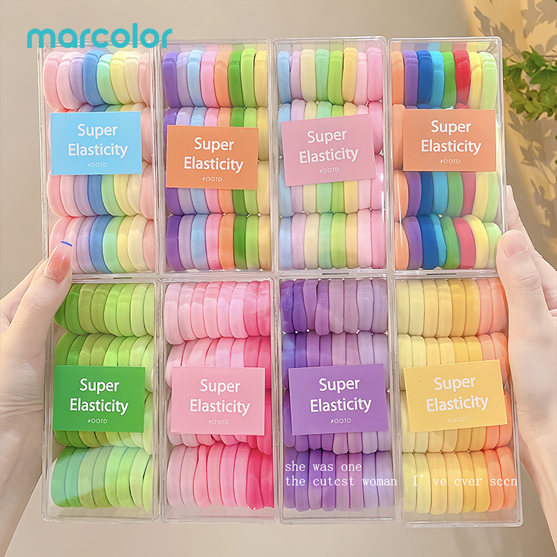 32pcs Soft Gradient Hair Tie Set with Clear Storage Case