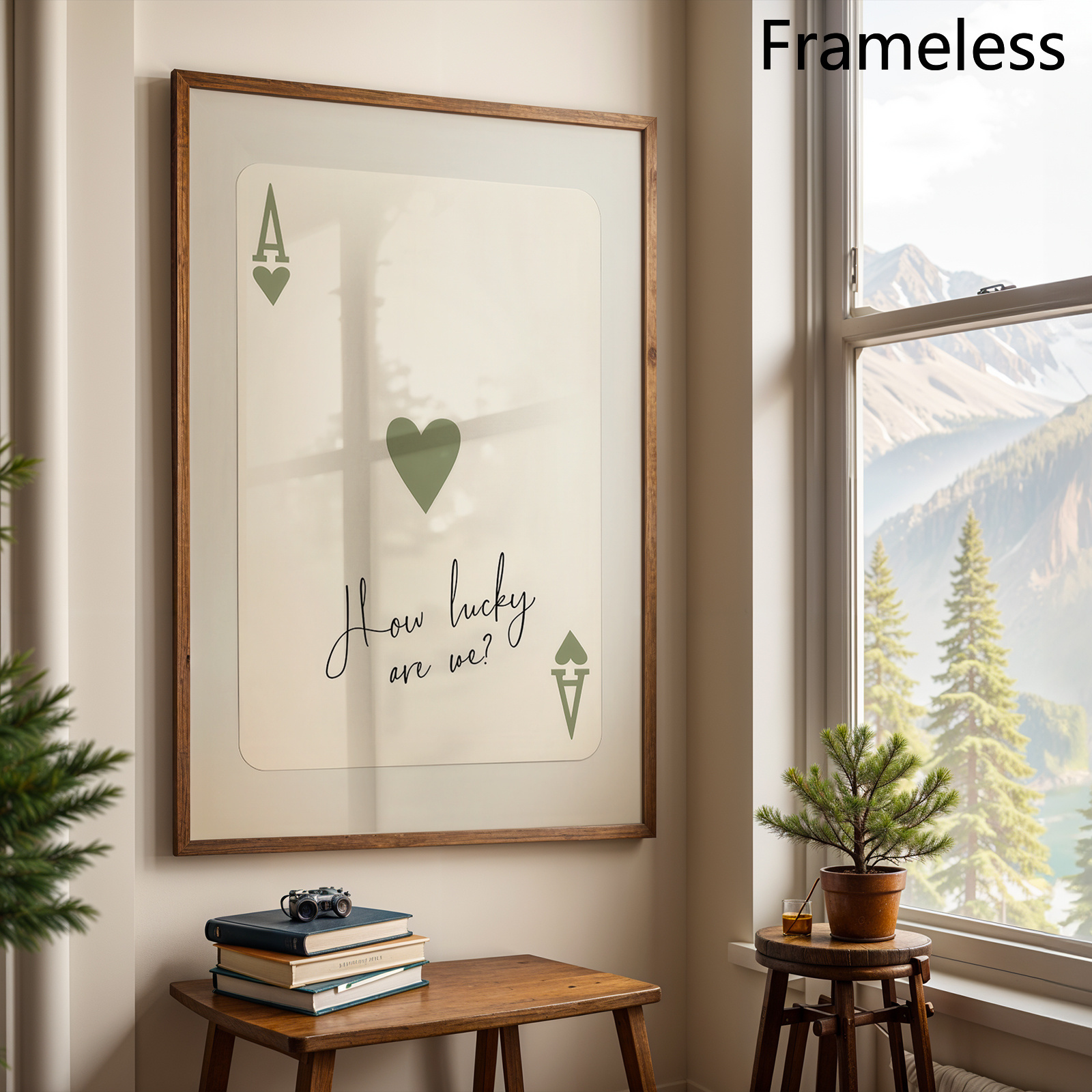 TEMU 2d Flat, 1pc Vintage Poster, Uplifting Inspirational Quote 'how Are We?' Ace Of Hearts Playing Cards Sage Green Motivational Art, Unique And