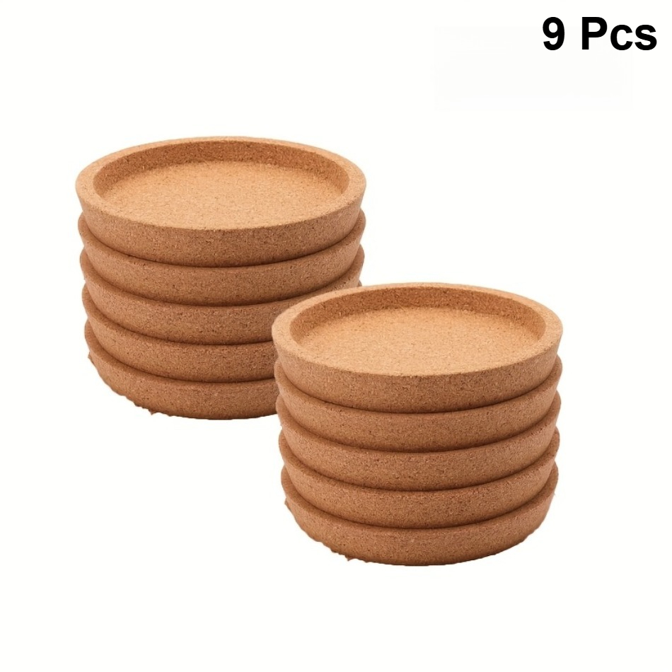 Image of 9pcs Cork Coaster Set - Non-slip, Absorbent, And Heat-resistant, Suitable For Parties, Living Rooms, Kitchens, Offices, And Coffee Shops - Ideal For Holiday Parties And Other Occasions