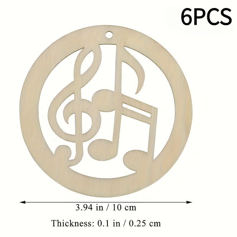 TEMU 2d Plane | A Set Of 6 Unfinished Musical Note Shaped Artificial Wood Festival Pendants, Suitable For Hanging Decorations And Multi-functional