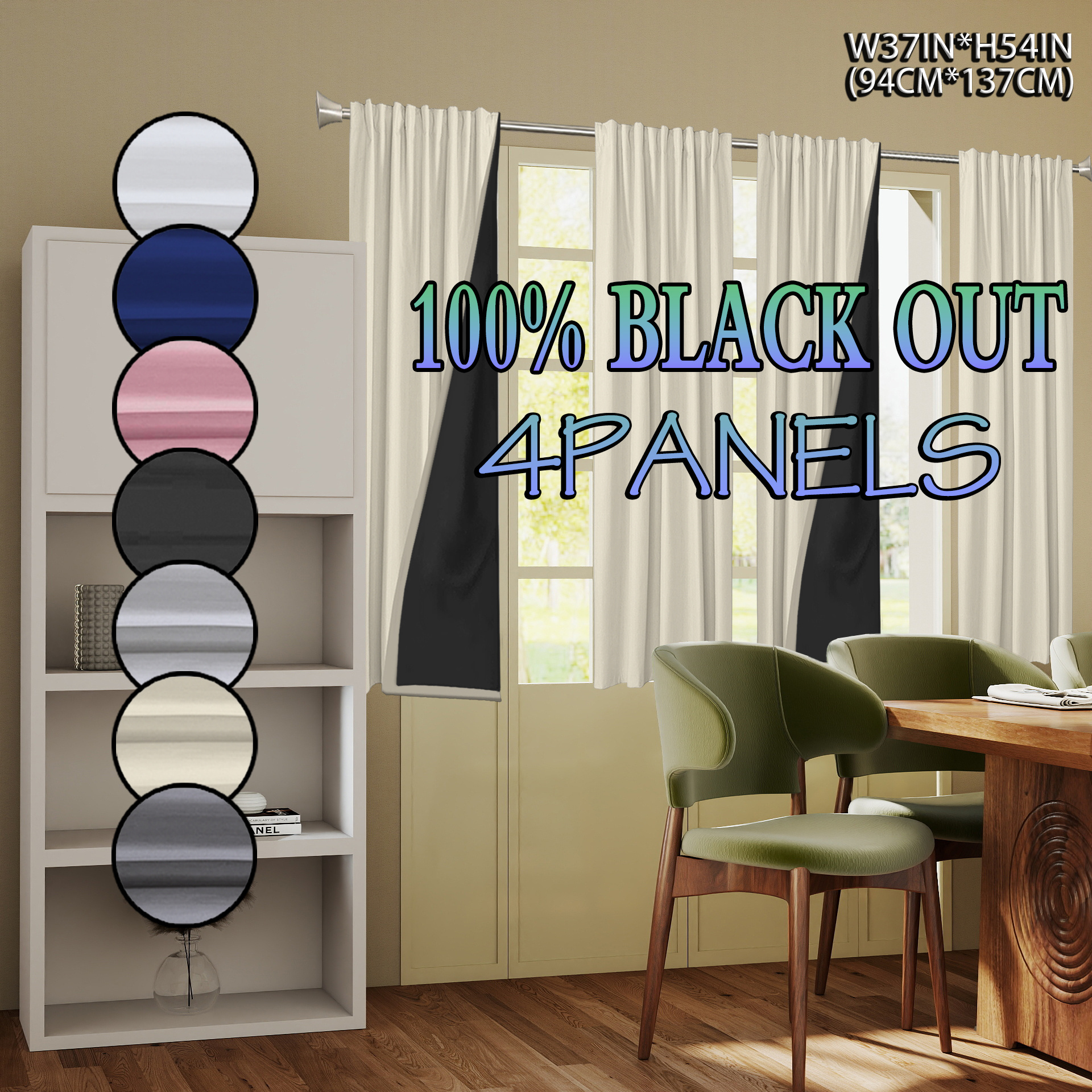 TEMU Set Of 4, 100% Thermal Insulating Blackout Curtains, Featuring A Coated Lining, Top Rod Pocket For Easy Hanging, Privacy Curtains Suitable For