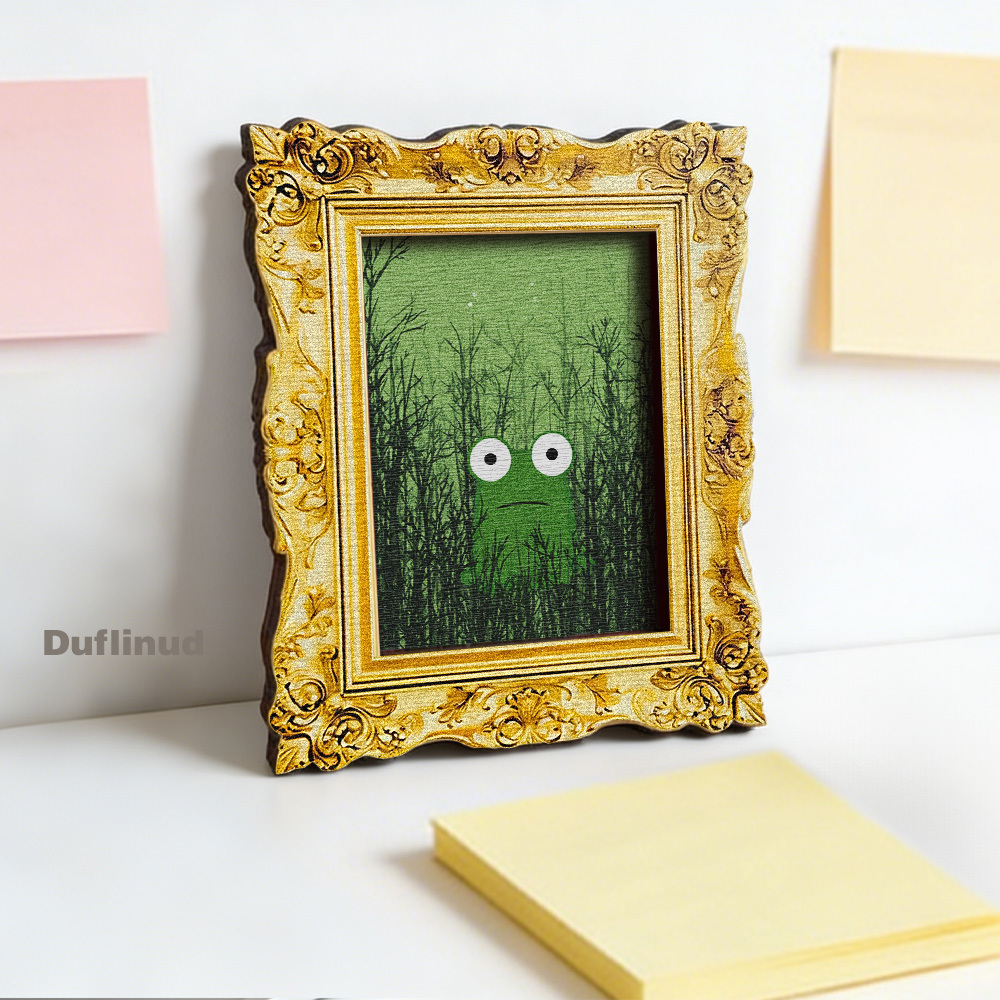 TEMU 1pc Wooden Frog Refrigerator Magnet, Miniature Decorative Painting, Adorable Frog Hiding , Round Big Eyes, Wooden Fridge Sticker, Cute Kitchen