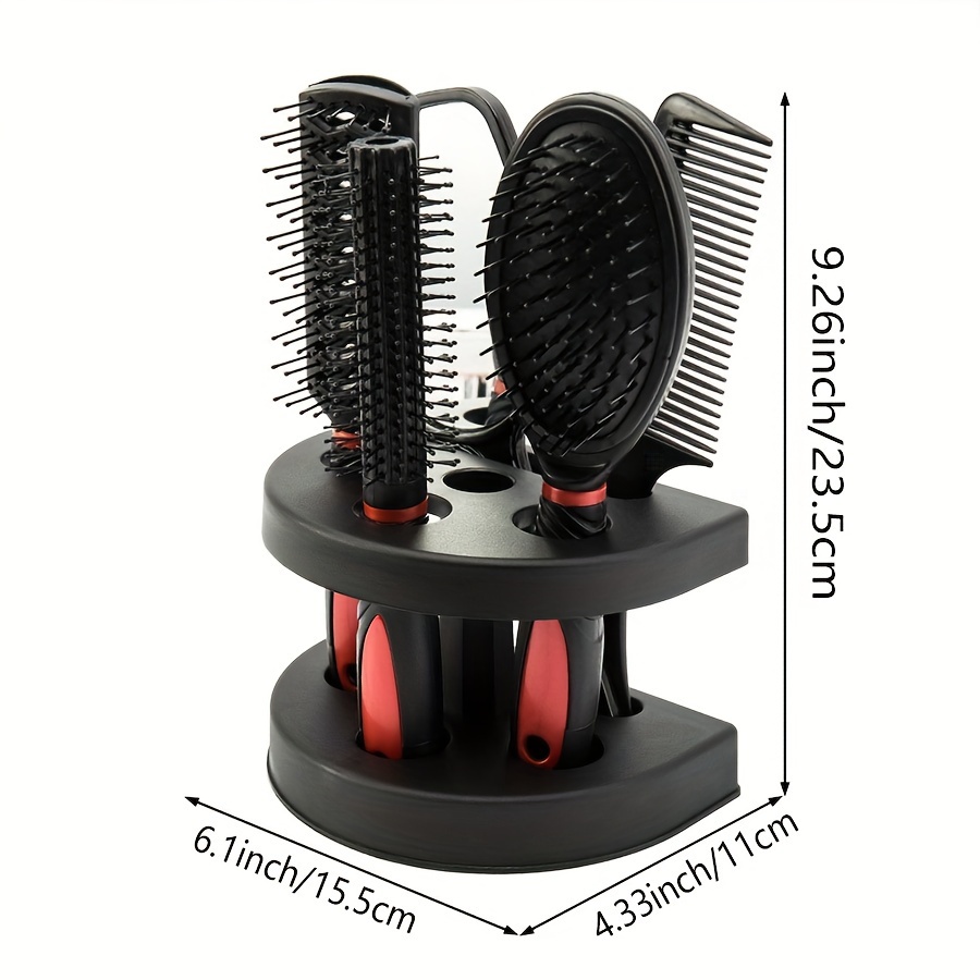6-delige set unisex professionele haarstylingtools, inclusief hoofdhuidmassager, ontwarrende borstel, kussenvormige borstel, make-upspiegel, geur, geschikt voor normaal tot losser haar