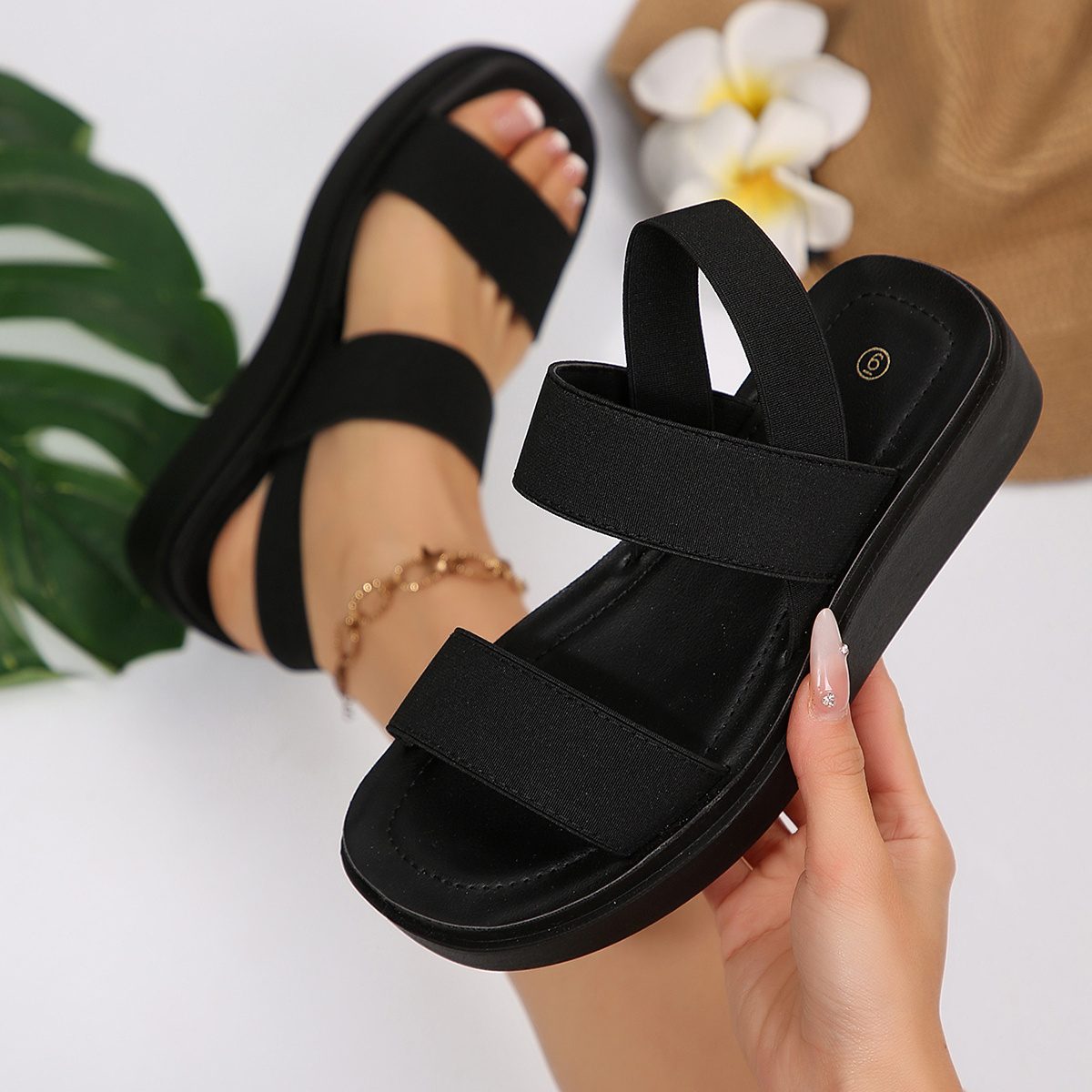 womens summer slip on walking sandals platform wedge lightweight supportive elastic slingback comfortable elegant versatile great value for daily park