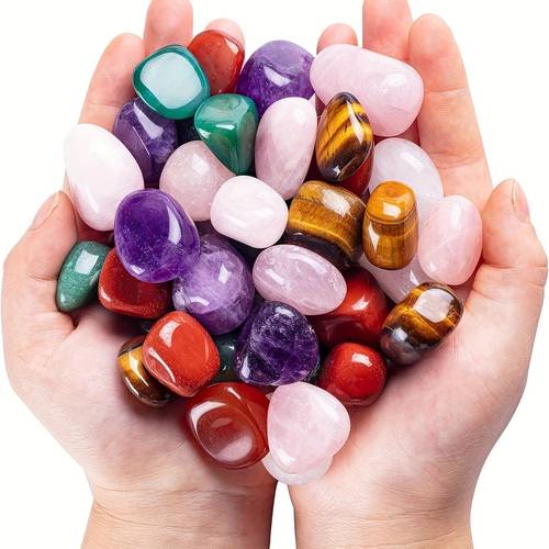Natural Crystal Tumbled Stones Suitable for Home Decor - Bohemian Polished Stone Chips, Rose Quartz Aromatherapy Stones, Colorful Irregular Shaped for Meditation, Crystal Gifts, Decoration for & Room Décor
