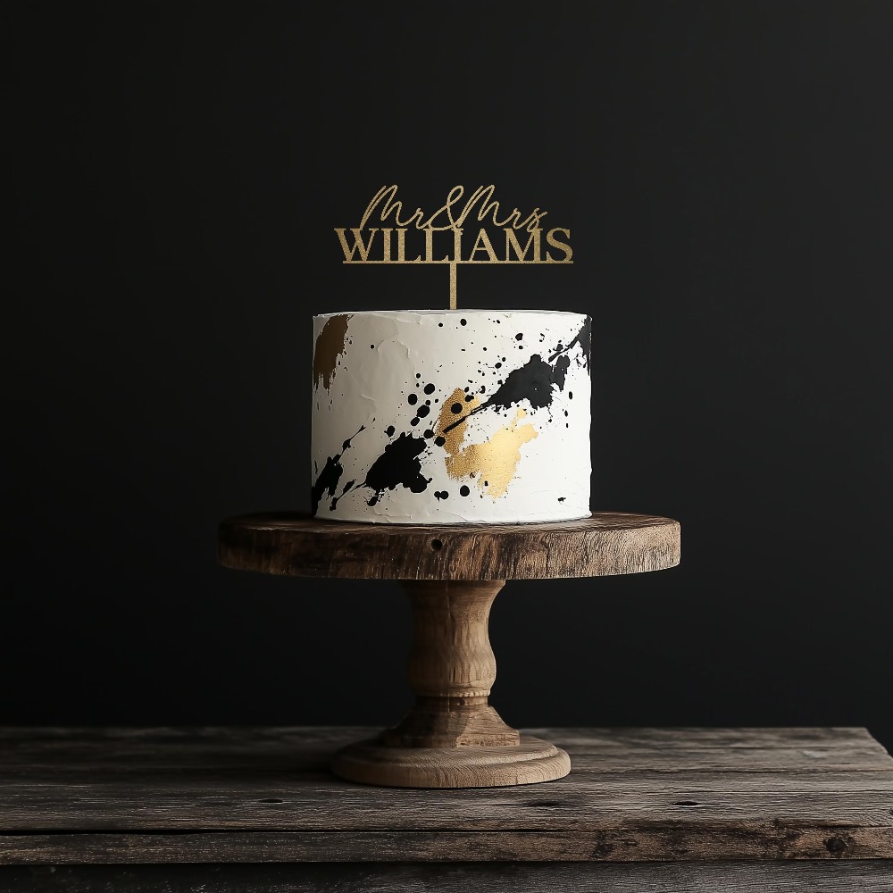 Rustic Wedding Cake Topper, Custom Mr And Mrs Cake Topper, Personalized Last Name Cake Topper, Bride And Groom Wedding Cake Topper