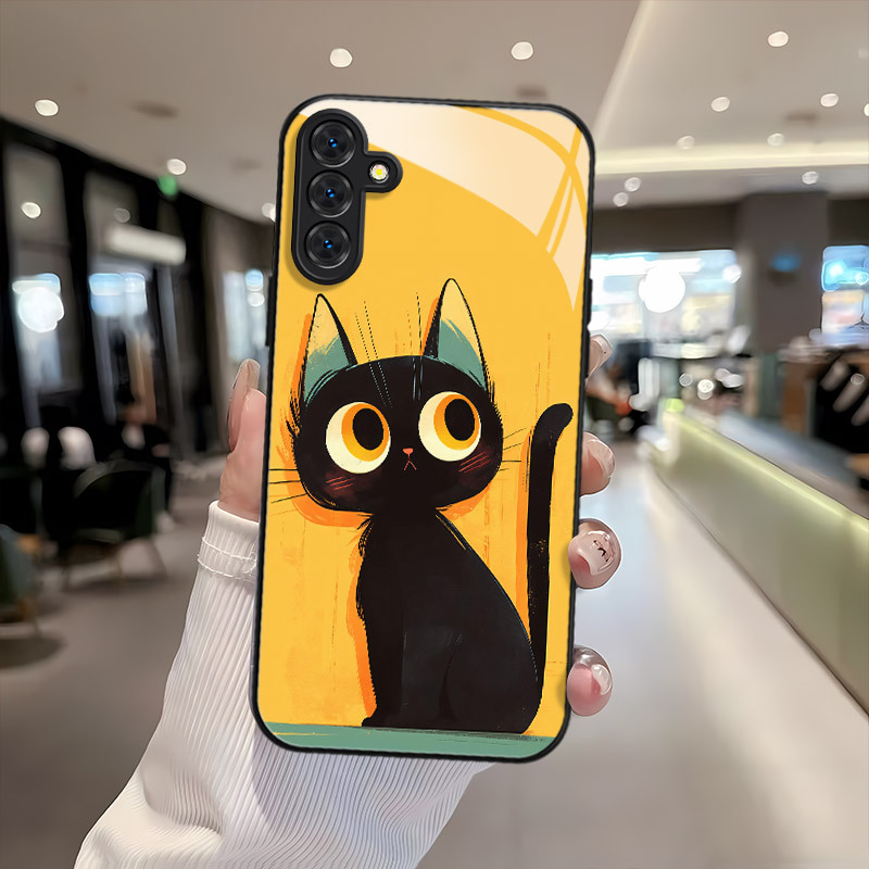 TEMU [1pc Metallic Paint Tempered Glass Phone Case] New High-end Metallic Paint Tempered Glass Phone Case A04 A04s A05 A05s A06 A13 A14 A15 A16 A22