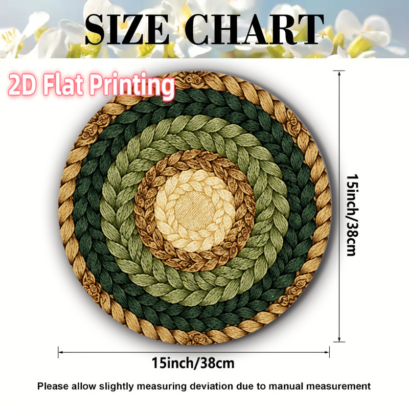 TEMU 2d Flat 4pcs Circular Green Brown Circular Placemat Suitable For Parties, Home Use, Themed Restaurants, Halloween And Christmas Decorations.