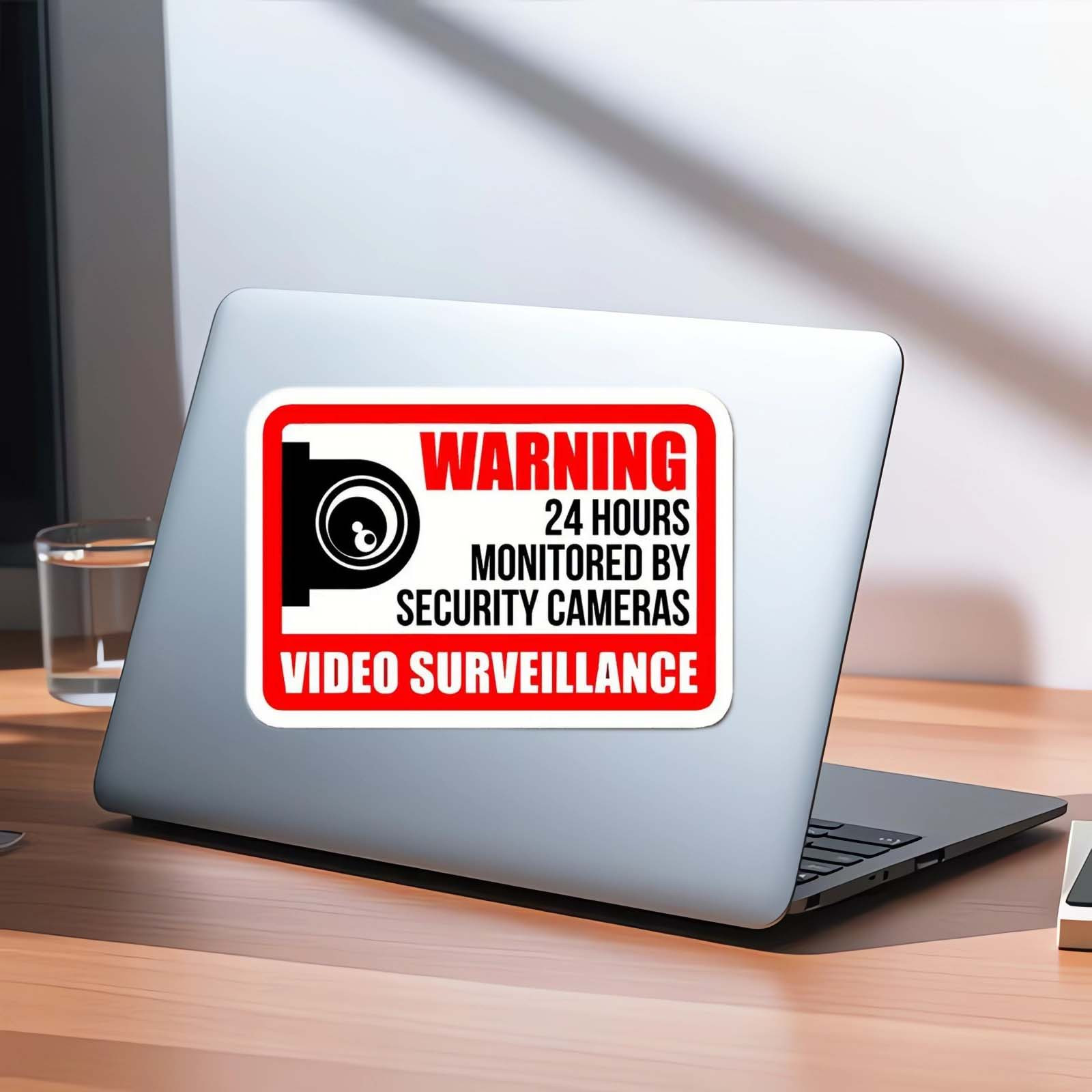 High-Definition Surveillance Warning Decal with Red Border Design