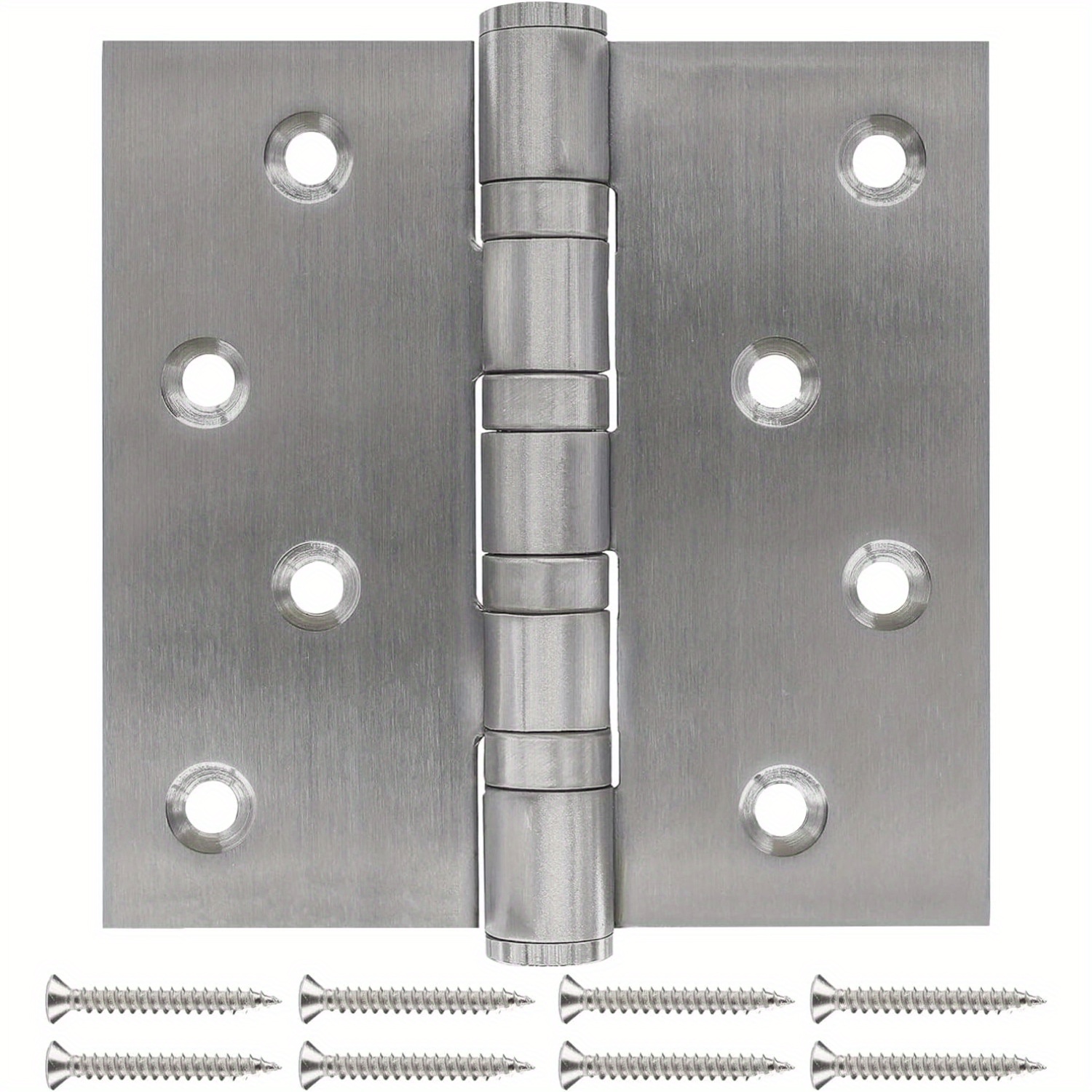 6pcs 4" Heavy Duty Ball Bearing Door Hinges - Stainless Steel With , Brushed Satin Nickel Finish For Exterior/interior Security Gates & Swing Doors, Sleek Metallic