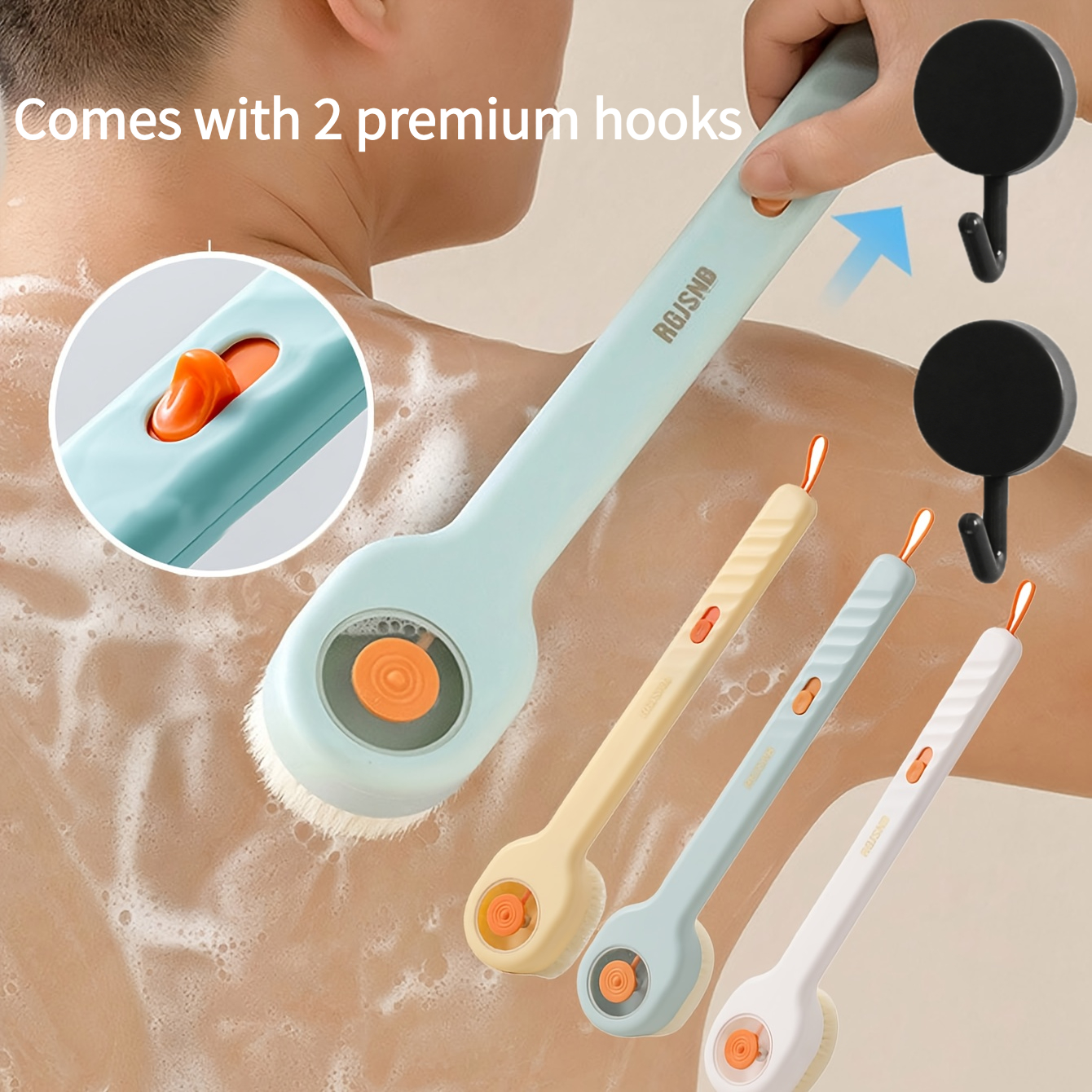 3pcs Liquid-Filled Soft Bristle Bath Brushes Set