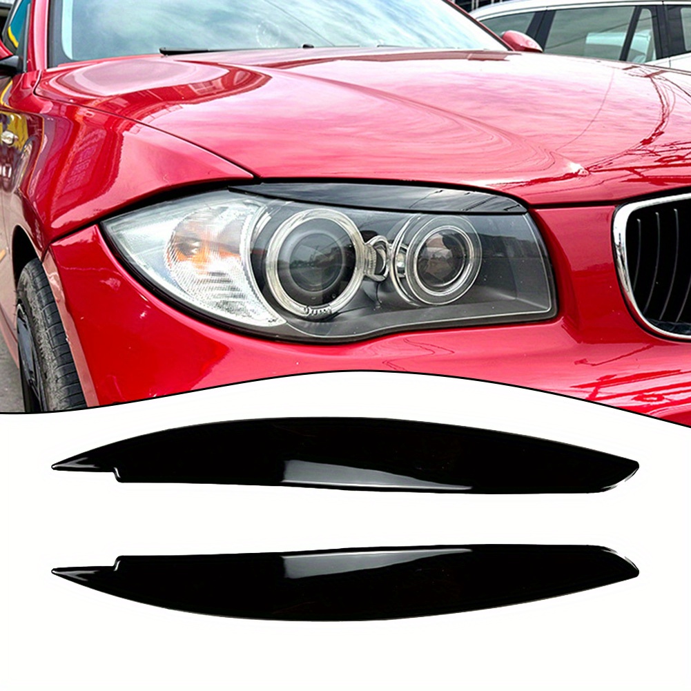 TEMU 2pcs Car Headlight Eye Lid Covers Black Trim Abs Carbon Fiber For 1 Series E87 E88 E81 E82 Eyelids Brows