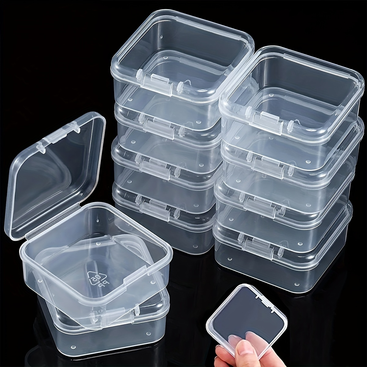 

10pcs Clear Plastic Storage Boxes With Lids, For Jewelry, , Diamond Art & Organizer