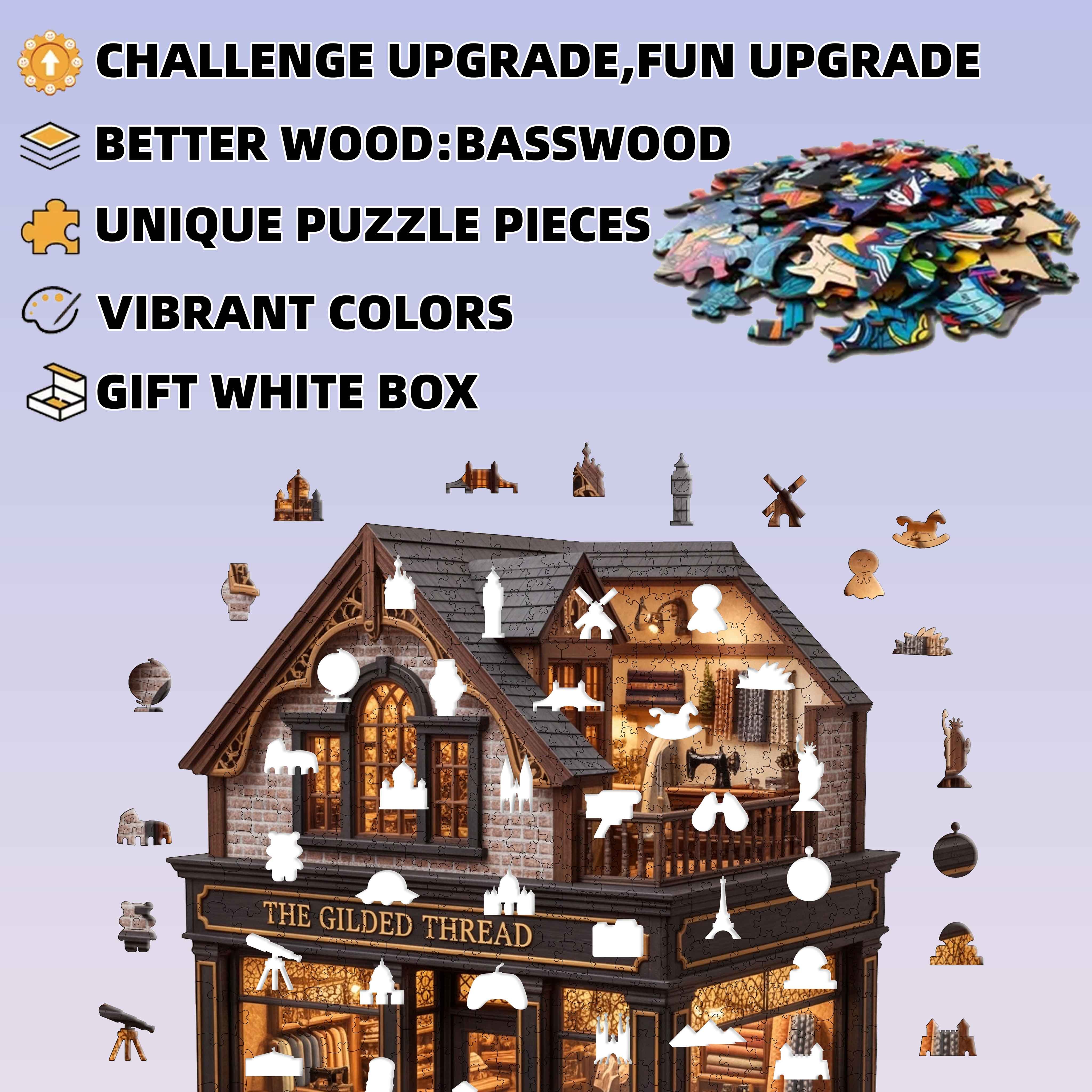 502pcs Tailor Shop Model Wooden Puzzle, Gift for Ages 14+