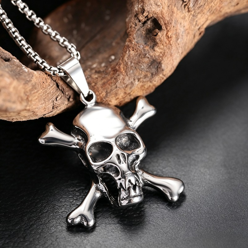 Western Pirate Skull Crossbones Pendant Necklace