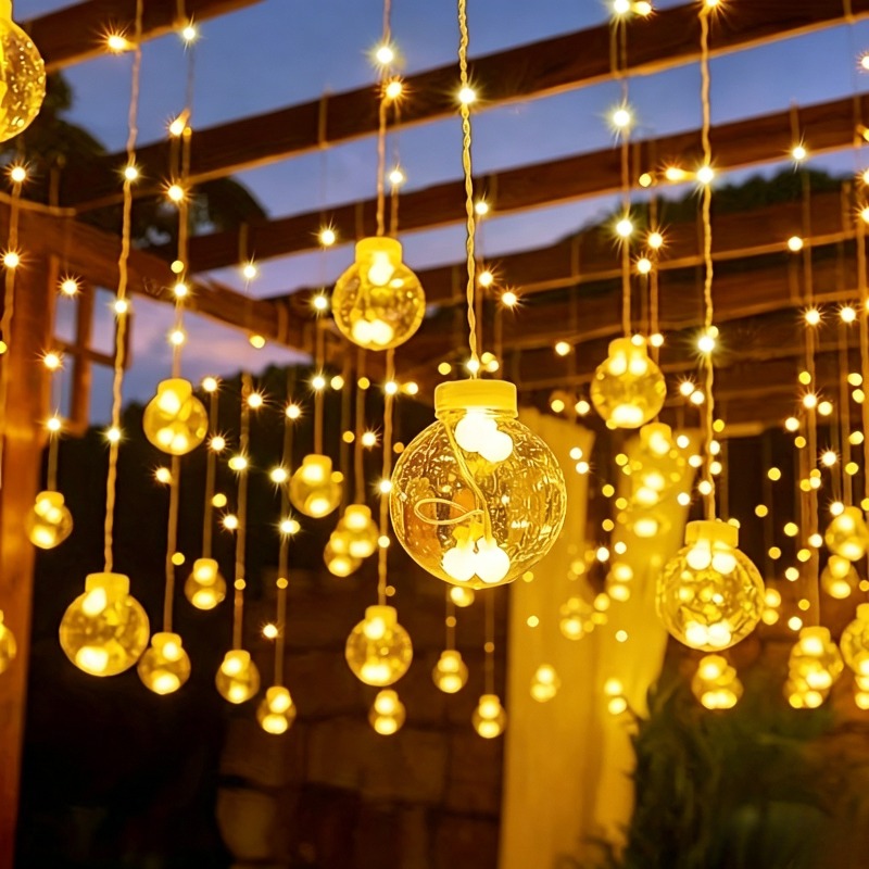 TEMU [new Upgraded 8-mode Wishing Ball String Lights] Battery-powered Spherical String Lights, 8 Functional , Suitable For Home Decor, Parties,