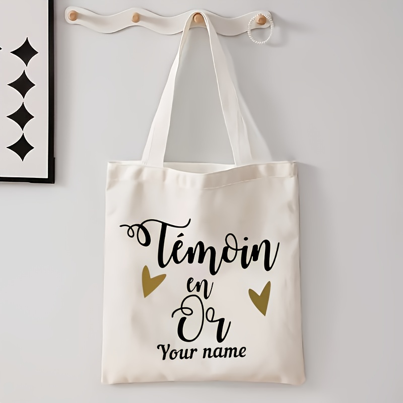 TEMU Impression 2D à plat 1 pièce, personnalisée sur mesure, sac fourre-tout imprimé " amis font d'excellents témoins", sac d'épaule pliable et