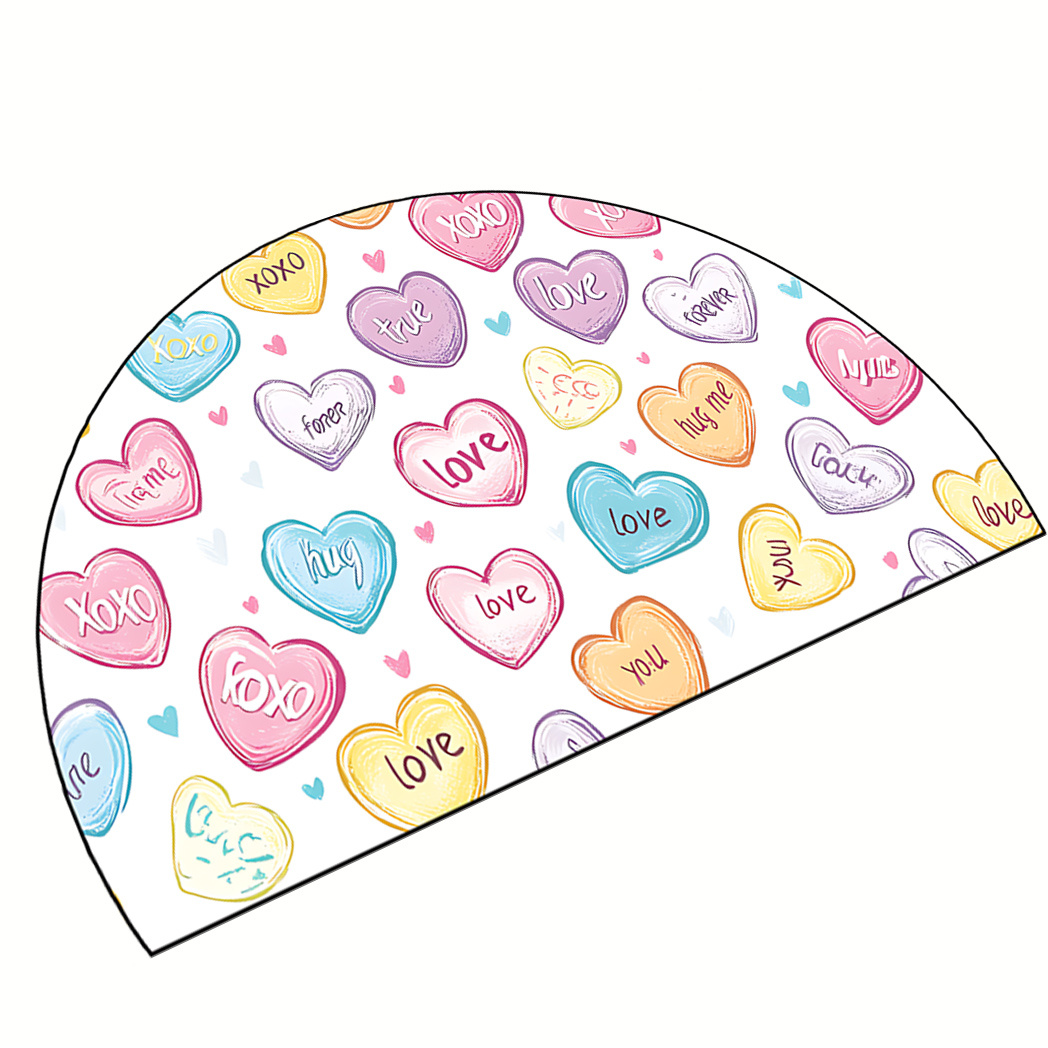 

1pc Valentine's Day Heart Shaped Candy Pattern Semi- Washable Anti Slip Entrance Door Mat, Valentine's Day Decoration, Suitable For Porch/ Bathroom/ Living Room/ / / Lounge/ Study, Decoration