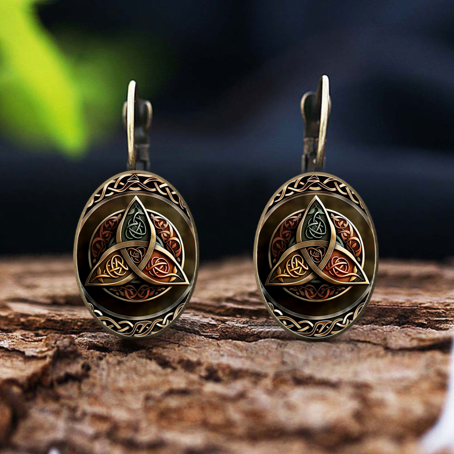 TEMU 2pcs Celtic Knot Earrings Suitable For & - Symbol Mythical Jewelry, Elegant Oval Knot With Continuous Loop, Cultural Gift For Christmas,