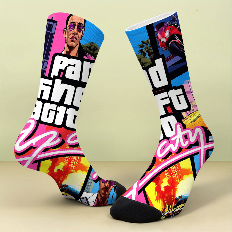 TEMU A Pair Of Printed Socksvibrant - Colors For Urban Stylesoft, Comfortable, And Breathable, A , Cute, And Crazy Gift Suitable For Daily Wear Such