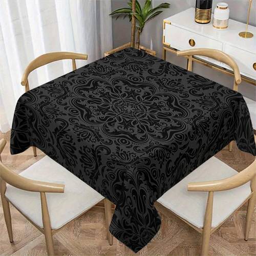 an elegant damask patterned tablecloth featuring exquisite floral textures on a seamless dark gray background home decor and dining table arrangements suitable for indoor and outdoor use
